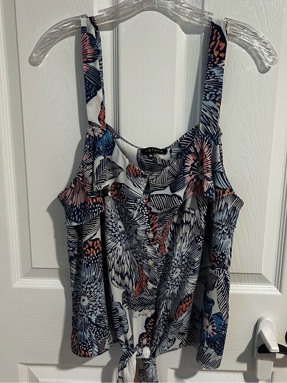 STATE Floral Tie-Front Camisole - Blue, Pink, Orange